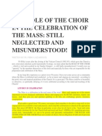 The Role of The Choir in The Celebration of The Mass