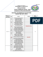 School Calendar of Activities