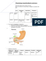 Chapter 6: Physiology Questionbank Summary: Enzym E Source Optimum PH Substrate Products