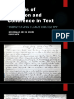 Analysis of Cohesion and Coherence in Text