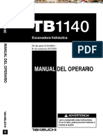 Manual Operacion Mantenimiento Excavadora Tb1140 Takeuchi