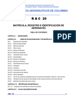 RAC 20 - Matrícula, Registro e Identificación de Aeronaves PDF