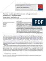 Parenting Practices Parental Attachment and Aggressiveness in Adolescence A Predictive Model - 2012 - Journal of Adolescence PDF