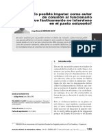 ¿Es Posible Imputar Como Autor de Colusión Al Funcionario Que Fácticamente No Interviene en El Pacto Colusorio