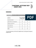 Symbiosis National Aptitude Test (SNAP) 2004: Instructions