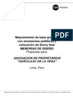 Mejoramiento de Base Granular Con Emulsiones Asfálticas y Colocación de Slurry Seal MEMORIAS de DISEÑO