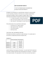 The Use of Quantitative Techniques in Budgeting Relevant To Acca Qualification Paper F5