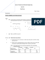 Date: December 16, 1999 Time: 2 Hours Closed Book: Department of Chemical and Materials Engineering Che 351 Final Exam