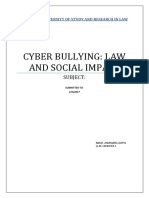 Cyber Bullying: Law and Social Impact: Subject