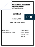 Seminar: Topic: Interim Bonus