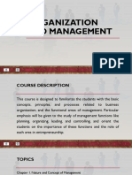 Organization and Management: Topics 1 2 3 4 5 6 7 8 9