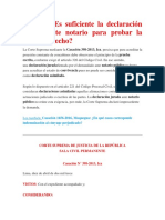 Casación Es Suficiente La Declaración Jurada Ante Notario para Probar La Unión de Hecho