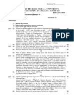 Gujarat Technological University: Subject Code:2170502 Date:21/11/2016 Subect Name:Process Equipment Design - II