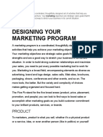 Designing Your Marketing Program: Product