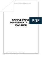 Sample Paper Departmental It Manager: Building Standards in Educational and Professional Testing