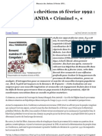 Massacre Des Chrétiens 16 Février 1992 - Honoré NGBANDA Criminel, Assassin !