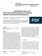 Smartphone-Based Hearing Test As An Aid in The Initial Evaluation of Unilateral Sudden Sensorineural Hearing Loss