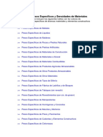 Tablas de Pesos Específicos y Densidades de Materiales