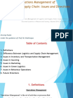 Operations Management of Logistics and Supply Chain: Issues and Directions