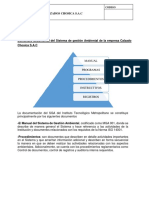 Estructura Documental Del Sistema de Gestión Ambiental de La Empresa Calzado Chosica S