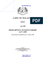 Act 205 Presumption of Survivor Ship Act 1950