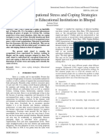 A Study On Occupational Stress and Coping Strategies With Reference To Educational Institutions in Bhopal