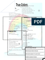 True Colors SONG - Worksheet