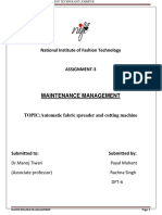 Maintenance Plan of Automatic Cutting Machine