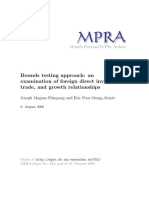 Bounds Testing Approach: An Examination of Foreign Direct Investment, Trade, and Growth Relationships