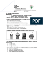 Evaluacion de Ciencias Naturales 5º Basico Electricidad en La Vida Cotidiana