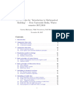 Lecture Notes For "Introduction To Mathematical Modeling" - Freie Universit at Berlin, Winter Semester 2017/2018