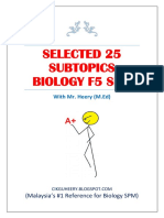 Selected 25 Subtopics Biology F5 SPM