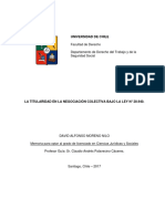 La Titularidad en La Negociación Colectiva Bajo La Ley No 20.940