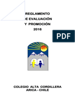 REGLAMENTO EVALUACIÓN Alta Cordillera 2016