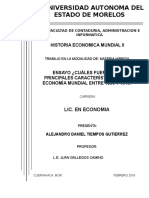 Ensayo en 5 cuartillas, y de respuesta estructurada a la siguiente pregunta: ¿Cuáles fueron las principales características de la economía mundial entre 1850 y 1913? recuerde que dicho ensayo deberá incluir la introducción, el desarrollo, conclusión y bibliografia