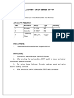 Load Test On DC Series Motor