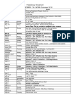 Academic Calendar Summer 2018