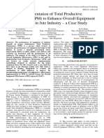 Implementation of Total Productive MaintenanceTPM To Enhance Overall Equipment Efficiency in Jute Industry - A Case Study