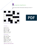 Crucigrama Algebraico Algebra Ejercicios