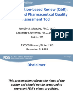 Fda'S Question-Based Review (QBR) : A Risk-Based Pharmaceutical Quality Assessment Tool