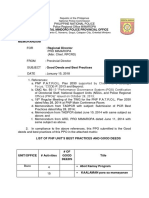 Memorandum: Oriental Mindoro Police Provincial Office