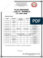 Class Program Grade Vi - Mangila S.Y. 2017-2018: Monday-Friday