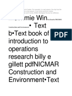 Jimmie Win - Text B - Text Book of Introduction To Operations Research Billy E Gillett Pdfnicmar Construction and Environment - Text