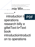 Jimmie Win - Introduction To Operations Research Billy E Gillettext B - Text Book Introductiointroducti On To Operations