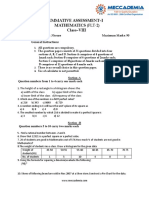 Summative Assessment-I Mathematics (Flt-2) Class-VIII