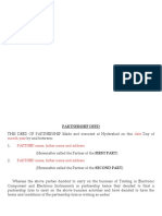 Format of Partnership Deed