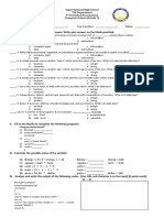 Sagay National High School TLE Department 4 Periodical Examination Computer Science (Grade 7)