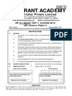 (H 1 Batch) IRP Test 1 (JEE Advance) (Paper 1) Code A