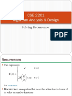 CSE 2201 Algorthm Analysis & Design: Solving Recurrence