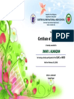 Certificate of Participation: Castor Alviar National High School